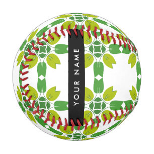 Leaf Pattern, Green Leaves, Your Name Baseball