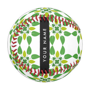 Leaf Pattern, Green Leaves, Your Name Baseball