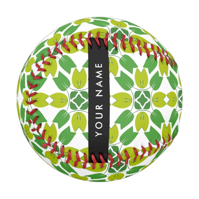 Leaf Pattern, Green Leaves, Your Name Baseball (Front Left)