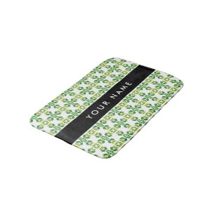 Leaf Pattern, Green Leaves, Your Name Bath Mat