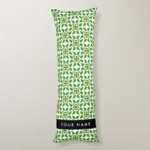 Leaf Pattern, Green Leaves, Your Name Body Cushion