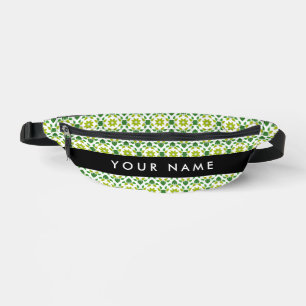 Leaf Pattern, Green Leaves, Your Name Bum Bags