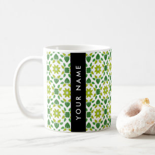 Leaf Pattern, Green Leaves, Your Name Coffee Mug