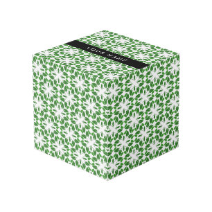 Leaf Pattern, Green Leaves, Your Name Cube