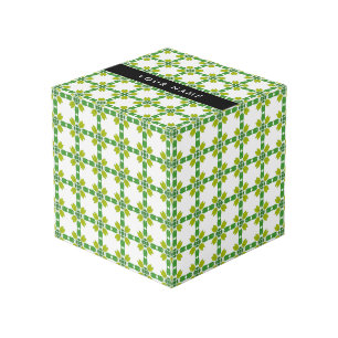Leaf Pattern, Green Leaves, Your Name Cube