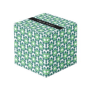Leaf Pattern, Green Leaves, Your Name Cube