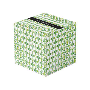 Leaf Pattern, Green Leaves, Your Name Cube