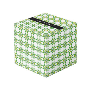 Leaf Pattern, Green Leaves, Your Name Cube