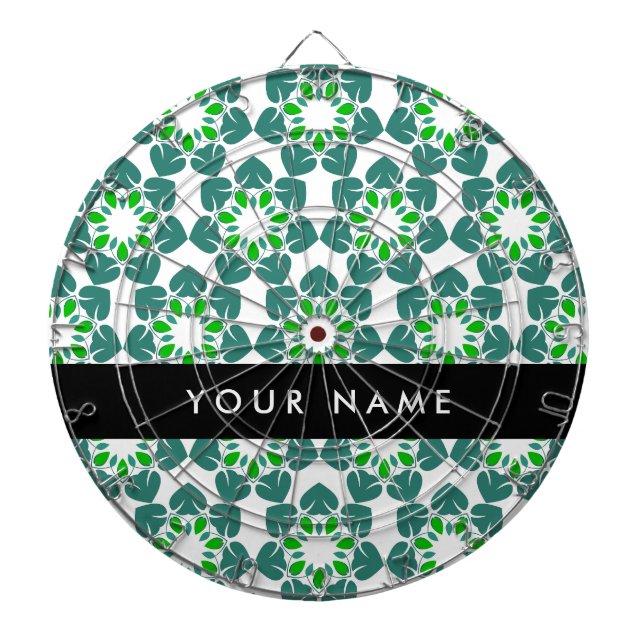 Leaf Pattern, Green Leaves, Your Name Dartboard (Front)