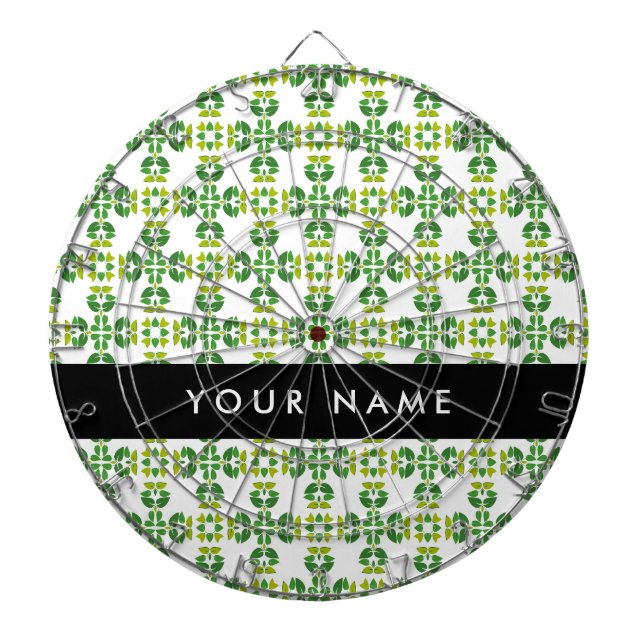 Leaf Pattern, Green Leaves, Your Name Dartboard (Front)