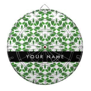 Leaf Pattern, Green Leaves, Your Name Dartboard