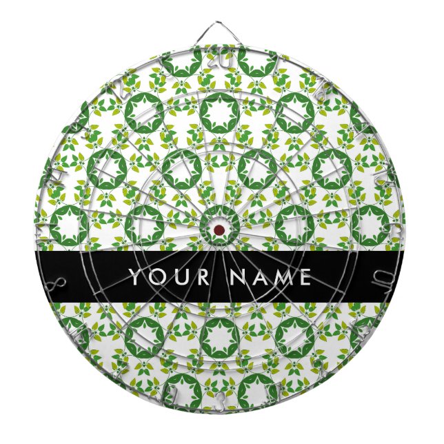 Leaf Pattern, Green Leaves, Your Name Dartboard (Front)