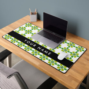 Leaf Pattern, Green Leaves, Your Name Desk Mat