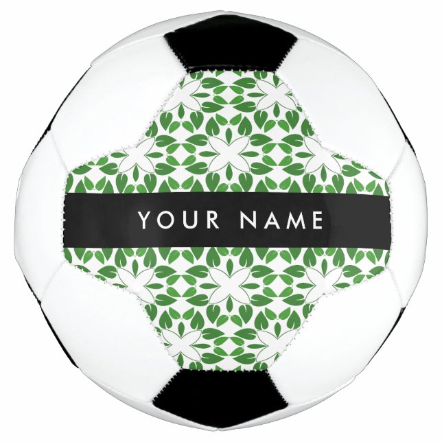 Leaf Pattern, Green Leaves, Your Name Football (Front)