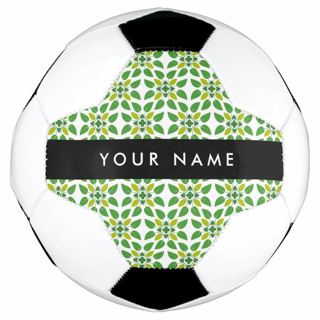 Leaf Pattern, Green Leaves, Your Name Football (Front)