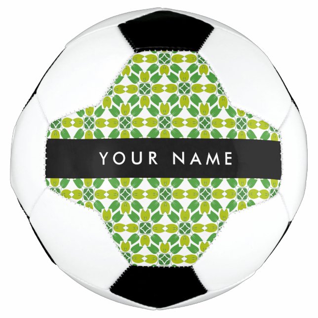 Leaf Pattern, Green Leaves, Your Name Football (Front)
