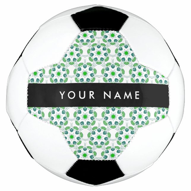Leaf Pattern, Green Leaves, Your Name Football (Front)