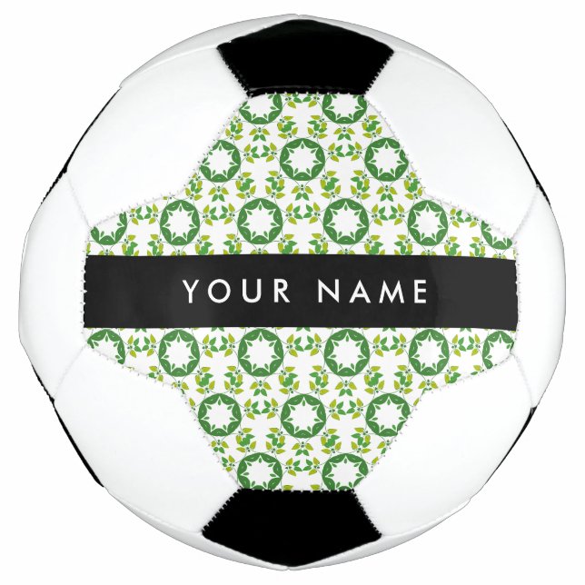 Leaf Pattern, Green Leaves, Your Name Football (Front)