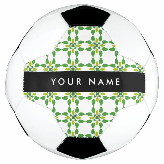 Leaf Pattern, Green Leaves, Your Name Football (Front)