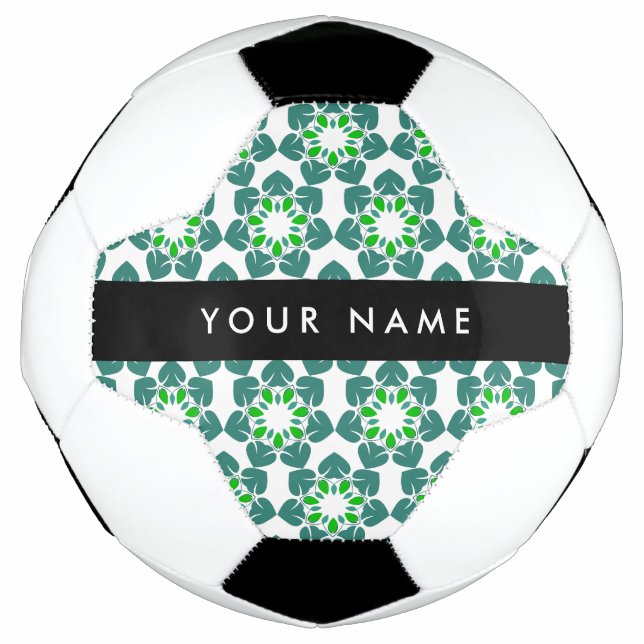 Leaf Pattern, Green Leaves, Your Name Football (Front)