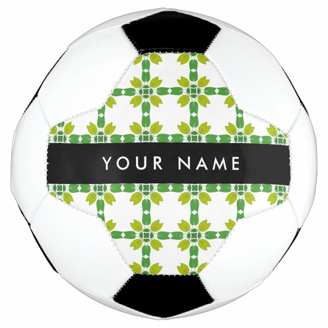Leaf Pattern, Green Leaves, Your Name Football (Front)