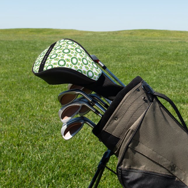 Leaf Pattern, Green Leaves, Your Name Golf Head Cover (In Situ)