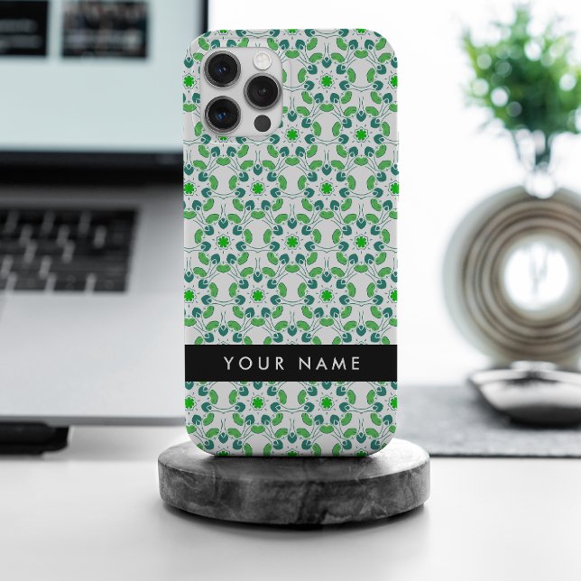 Leaf Pattern, Green Leaves, Your Name iPhone Case (Creator Uploaded)