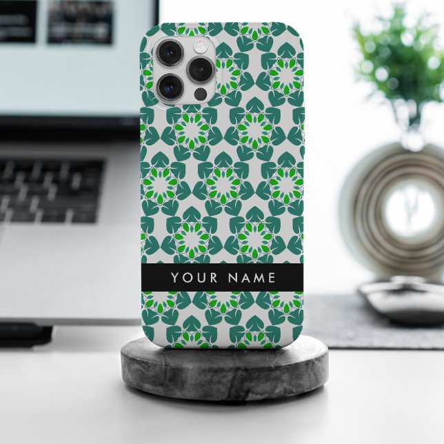 Leaf Pattern, Green Leaves, Your Name iPhone Case (Creator Uploaded)