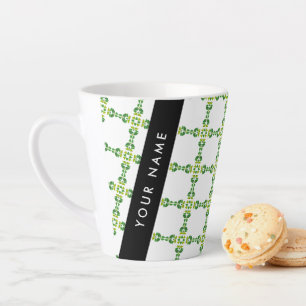 Leaf Pattern, Green Leaves, Your Name Latte Mug