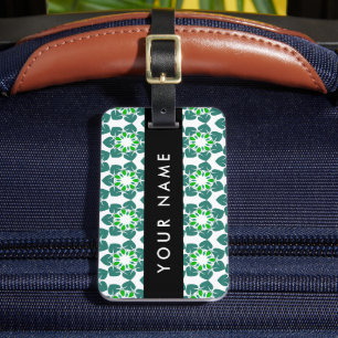 Leaf Pattern, Green Leaves, Your Name Luggage Tag