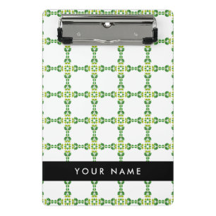 Leaf Pattern, Green Leaves, Your Name Mini Clipboard