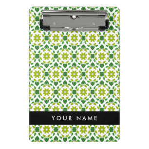 Leaf Pattern, Green Leaves, Your Name Mini Clipboard