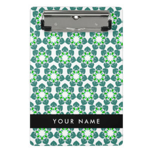 Leaf Pattern, Green Leaves, Your Name Mini Clipboard