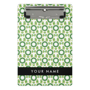 Leaf Pattern, Green Leaves, Your Name Mini Clipboard
