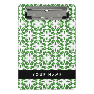 Leaf Pattern, Green Leaves, Your Name Mini Clipboard