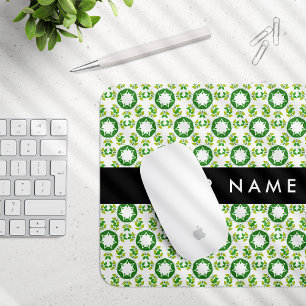 Leaf Pattern, Green Leaves, Your Name Mouse Mat