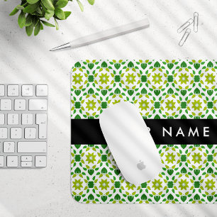 Leaf Pattern, Green Leaves, Your Name Mouse Mat