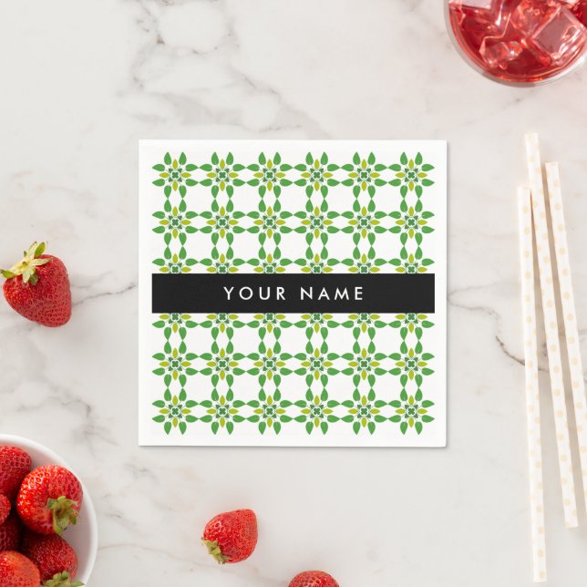 Leaf Pattern, Green Leaves, Your Name Napkin (Insitu)