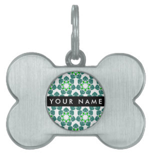 Leaf Pattern, Green Leaves, Your Name Pet ID Tag
