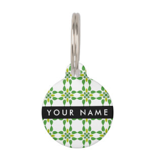 Leaf Pattern, Green Leaves, Your Name Pet Tag