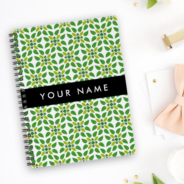 Leaf Pattern, Green Leaves, Your Name Planner (Creator Uploaded)