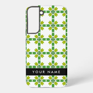 Leaf Pattern, Green Leaves, Your Name Samsung Galaxy Case