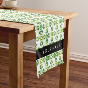Leaf Pattern, Green Leaves, Your Name Short Table Runner