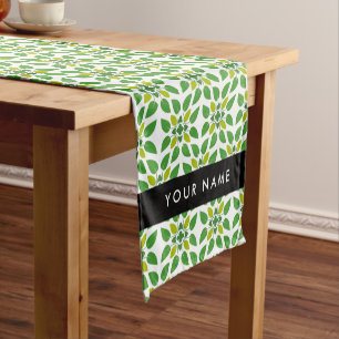 Leaf Pattern, Green Leaves, Your Name Short Table Runner