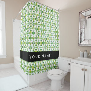 Leaf Pattern, Green Leaves, Your Name Shower Curtain