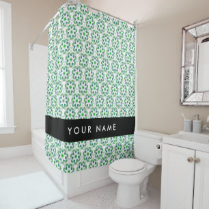 Leaf Pattern, Green Leaves, Your Name Shower Curtain