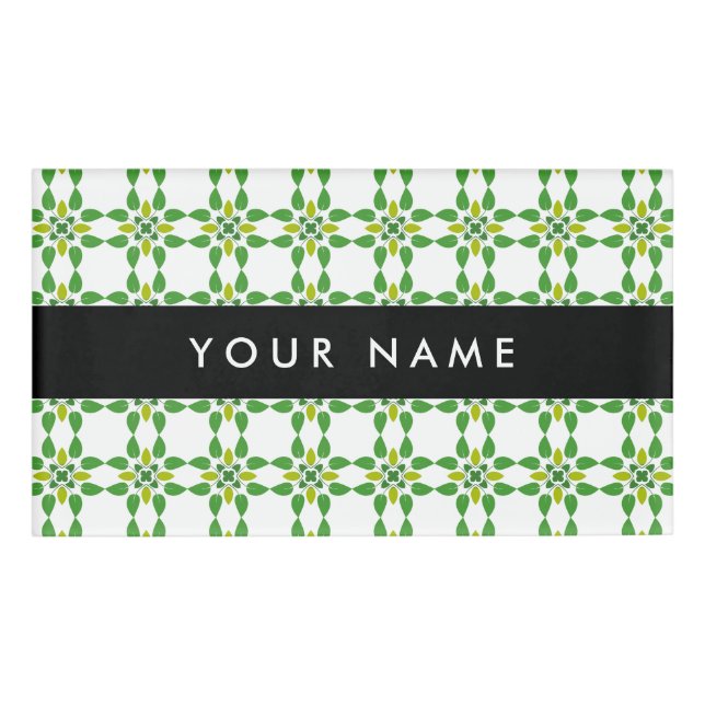 Leaf Pattern, Green Leaves, Your Name Tag (Front)