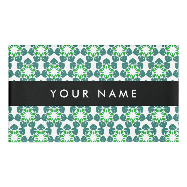 Leaf Pattern, Green Leaves, Your Name Tag (Front)