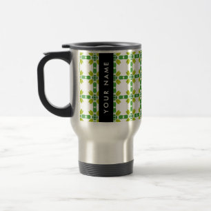 Leaf Pattern, Green Leaves, Your Name Travel Mug