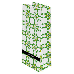 Leaf Pattern, Green Leaves, Your Name Wine Gift Bag